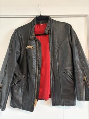 Incredible Vintage Women’s Leather Jacket Brass Hardware 38 Inch Chest